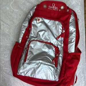 Omega Red and Silver Women's Backpack